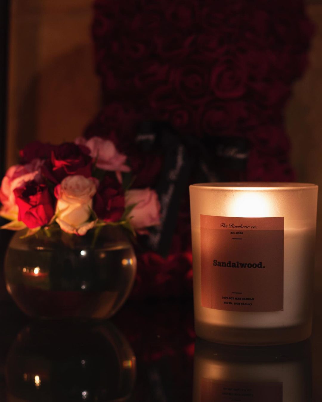 Exclusive RoseBear wood-wick candle